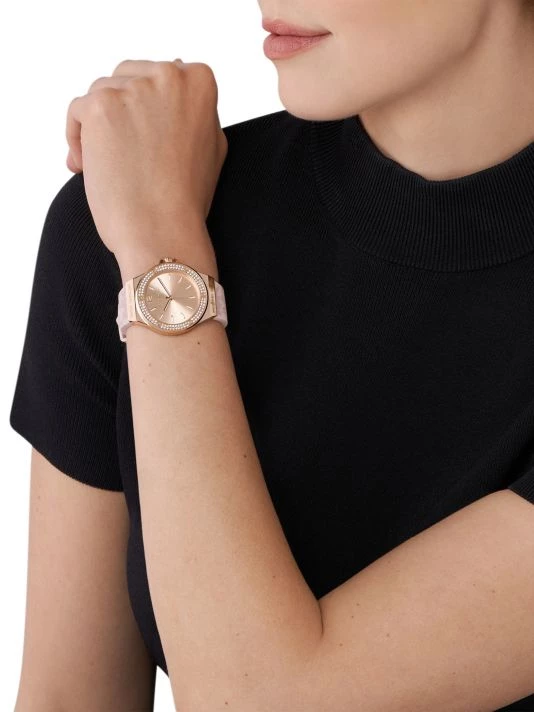Michael Kors Mini Lennox Rose-Goldtone Stainless Steel, Crystal, & Silicone Strap Watch 2 Michael Kors Mini Lennox Rose-Goldtone Stainless Steel, Crystal, & Silicone Strap Watch - Image 2