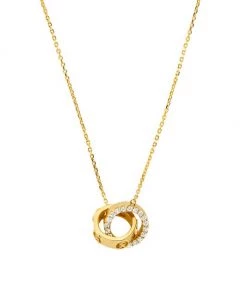 Michael Kors Premium 14K Gold-Plated & Cubic Zirconia Interlocking Pendant Necklace