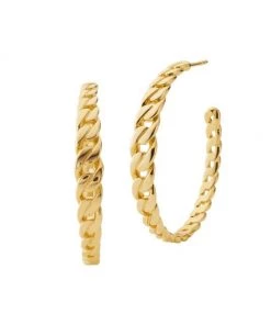 Michael Kors 14K-Gold-Plated Curb-Chain Hoop Earrings