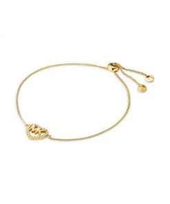 Michael Kors 14K-Gold-Plated & Cubic Zirconia Heart Monogram Charm Bracelet