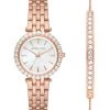 Michael Kors Darci Rose-Goldtone Stainless Steel & Crystal Watch & Bracelet Set