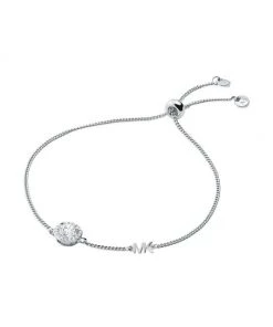Michael Kors Sterling Silver & Cubic Zirconia Round Halo Charm Bracelet