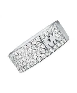 Michael Kors Premium Sterling Silver & Cubic Zirconia MK Ring