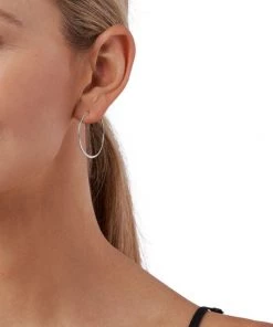 Michael Kors Whisper Sterling Silver Medium Hoop Earrings -Michael Kors Sales Shop unnamed file 1100