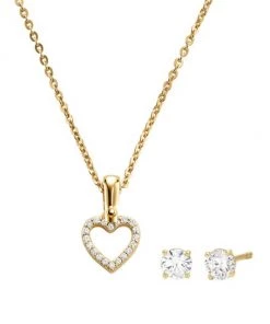 Michael Kors 14K-Gold-Plated & Cubic Zirconia Necklace & Earrings Set