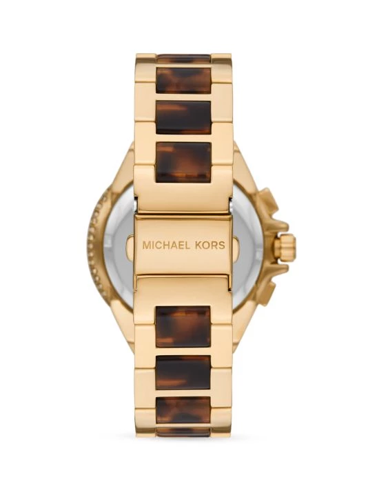 Michael Kors Camille Goldtone Stainless Steel, Crystal, & Tortoiseshell Acetate Chronograph Watch 3 Michael Kors Camille Goldtone Stainless Steel, Crystal, & Tortoiseshell Acetate Chronograph Watch - Image 3