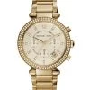 Michael Kors Parker Pav&eacute; Goldtone Stainless Steel Chronograph Bracelet Watch