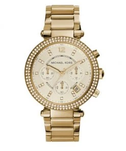 Michael Kors Parker Pavé Goldtone Stainless Steel Chronograph Bracelet Watch