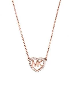 Michael Kors Premium 14K Rose Goldplated Heart Logo Necklace