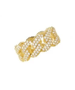 Michael Kors 14K-Gold-Plated & Cubic Zirconia Curb-Chain Ring