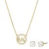Michael Kors 14K-Gold-Plated & Cubic Zirconia Necklace & Earring Box Set