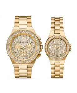 Michael Kors Lennox Goldtone & Crystal His & Hers Bracelet Watch Set