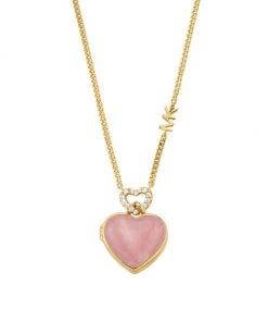 Michael Kors Premium 14K Gold-Plated, Rose Quartz & Cubic Zirconia Heart Locket Necklace