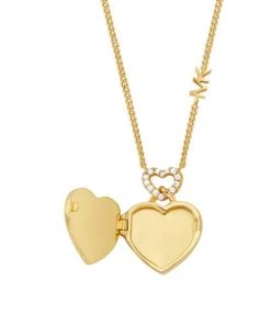 Michael Kors Premium 14K Gold-Plated, Rose Quartz & Cubic Zirconia Heart Locket Necklace -Michael Kors Sales Shop unnamed file 1203