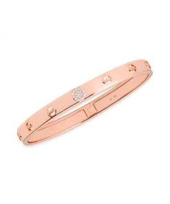 Michael Kors Sales Shop 18 Michael Kors 14K-Rose-Gold-Plated & Cubic Zirconia Monogram Logo Bangle