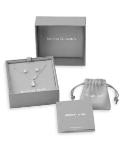 Michael Kors Sterling Silver & Cubic Zirconia Necklace & Earrings Set -Michael Kors Sales Shop unnamed file 1235
