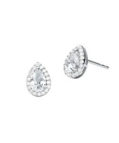 Michael Kors Sales Shop 4 Michael Kors Sterling Silver & Cubic Zirconia Teardrop Halo Stud Earrings