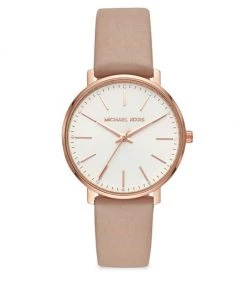 Michael Kors Pyper Three-Hand Mocha Leather Watch
