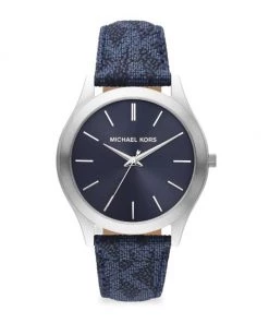 Michael Kors Slim Runway Monochrome Blue Logo-Strap Watch