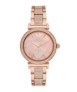 Michael Kors Abbey Rose Goldtone Stainless Steel & Pavé Bracelet Watch