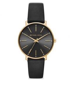 Michael Kors Sales Shop 30 Michael Kors Pyper Three-Hand Black Leather Watch