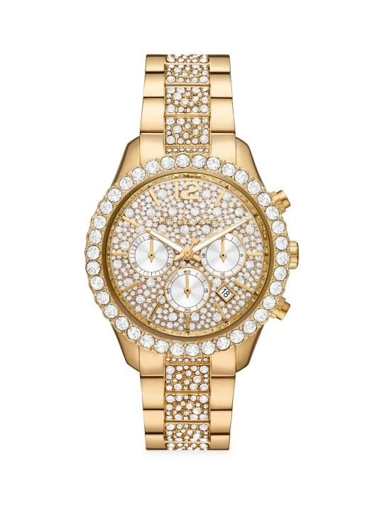 Michael Kors Layton Goldtone Stainless Steel & Crystal Bracelet Watch 1 Michael Kors Layton Goldtone Stainless Steel & Crystal Bracelet Watch