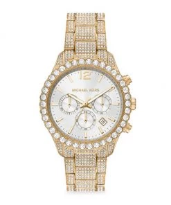 Michael Kors Layton Goldtone Stainless Steel & Glitz Bracelet Chronograph Watch
