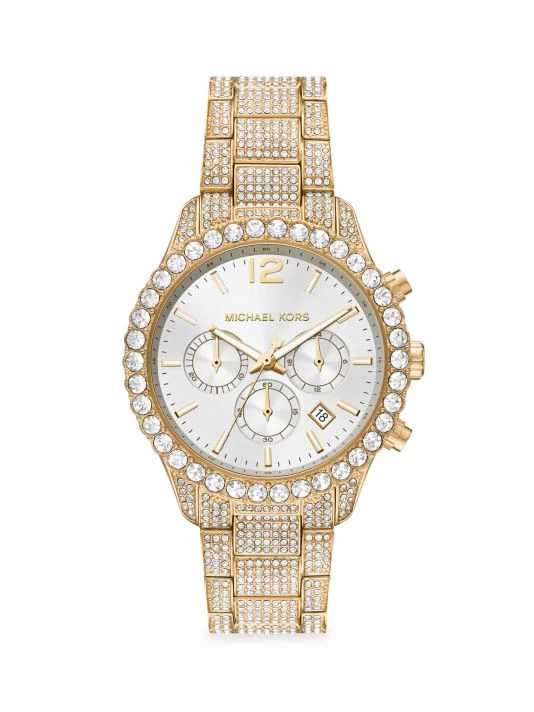 Michael Kors Layton Goldtone Stainless Steel & Glitz Bracelet Chronograph Watch 1 Michael Kors Layton Goldtone Stainless Steel & Glitz Bracelet Chronograph Watch