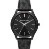 Michael Kors Slim Runway Monochrome Black Logo-Strap Watch