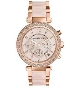 Michael Kors Sales Shop 34 Michael Kors Parker Pavé Rose Goldtone Stainless Steel Chronograph Bracelet Watch
