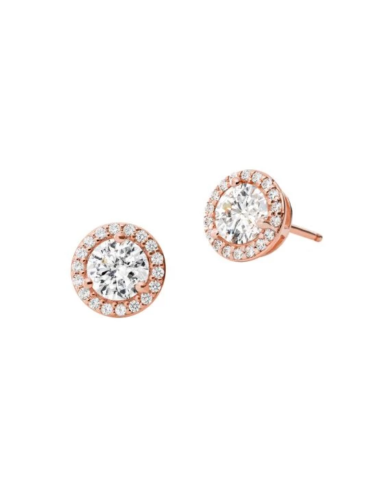 Michael Kors 14K-Rose-Gold-Plated & Cubic Zirconia Round Halo Stud Earrings 1 Michael Kors 14K-Rose-Gold-Plated & Cubic Zirconia Round Halo Stud Earrings
