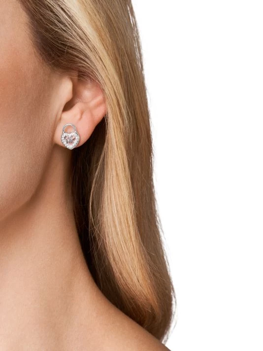 Michael Kors Premium Sterling Silver, Mother Of Pearl & Cubic Zirconia Heart Lock Studs 2 Michael Kors Premium Sterling Silver, Mother Of Pearl & Cubic Zirconia Heart Lock Studs - Image 2