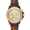 Michael Kors Everest Goldtone, Crystal & Tortoise Acetate Chronograph Watch