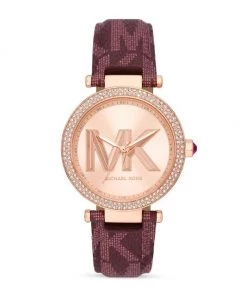 Michael Kors Parker Rose-Goldtone, Crystal, & Vinyl Strap Watch<br>