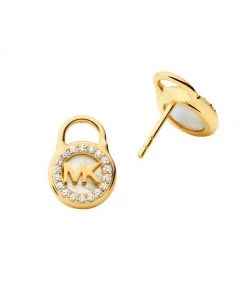 Michael Kors Premium 14K Gold-Plated, Mother-Of-Pearl & Cubic Zirconia Lock Stud Earrings -Michael Kors Sales Shop unnamed file 290