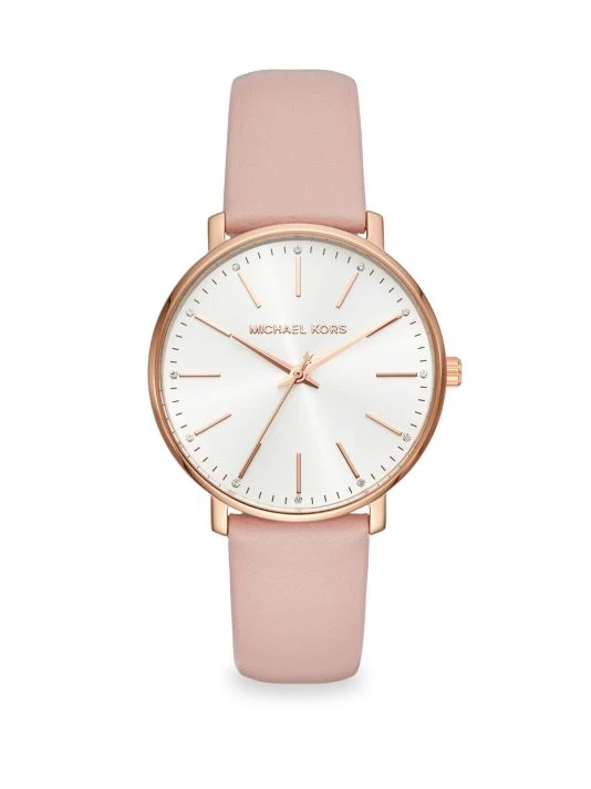 Michael Kors Pyper Rose Goldtone And Leather Strap Watch 1 Michael Kors Pyper Rose Goldtone And Leather Strap Watch