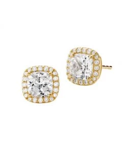 Michael Kors Premium 14K Goldplated Cushion-Cut Cubic Zirconia Stud Earrings