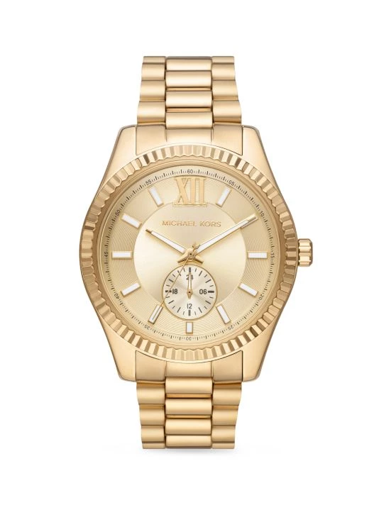 Michael Kors Lexington Multifunction Goldtone Stainless Steel Watch For Men 1 Michael Kors Lexington Multifunction Goldtone Stainless Steel Watch For Men