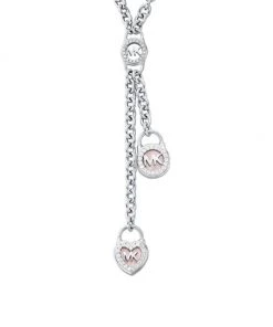 Michael Kors Premium Sterling Silver, Mother Of Pearl & Cubic Zirconia Heart Lock Lariat Necklace