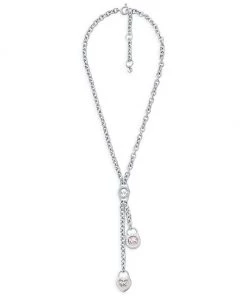Michael Kors Premium Sterling Silver, Mother Of Pearl & Cubic Zirconia Heart Lock Lariat Necklace -Michael Kors Sales Shop unnamed file 331