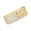 Michael Kors 14K-Gold-Plated & Cubic Zirconia Monogram Logo Ring