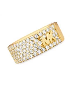 Michael Kors 14K-Gold-Plated & Cubic Zirconia Monogram Logo Ring