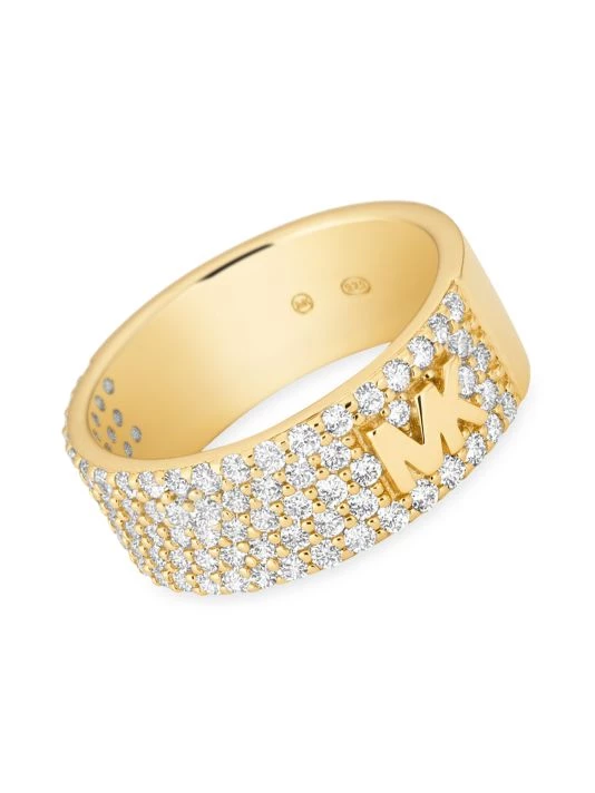 Michael Kors 14K-Gold-Plated & Cubic Zirconia Monogram Logo Ring 2 Michael Kors 14K-Gold-Plated & Cubic Zirconia Monogram Logo Ring - Image 2