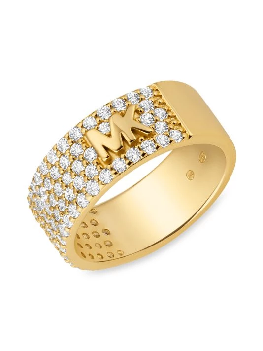 Michael Kors 14K-Gold-Plated & Cubic Zirconia Monogram Logo Ring 3 Michael Kors 14K-Gold-Plated & Cubic Zirconia Monogram Logo Ring - Image 3