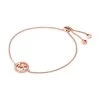 Michael Kors 14K-Rose-Gold-Plated & Cubic Zirconia Round Monogram Charm Bracelet