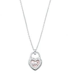 Michael Kors Premium 14K Gold-Plated, Mother Of Pearl & Cubic Zirconia Heart Lock Pendant Necklace