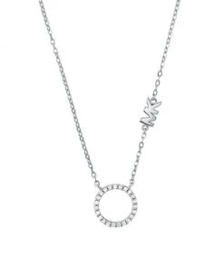Michael Kors Sterling Silver & Cubic Zirconia Circle Pendant Necklace