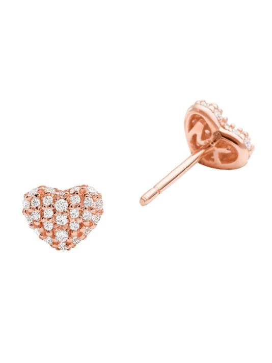 Michael Kors 14K-Rose-Gold-Plated & Cubic Zirconia Heart Stud Earrings 2 Michael Kors 14K-Rose-Gold-Plated & Cubic Zirconia Heart Stud Earrings - Image 2