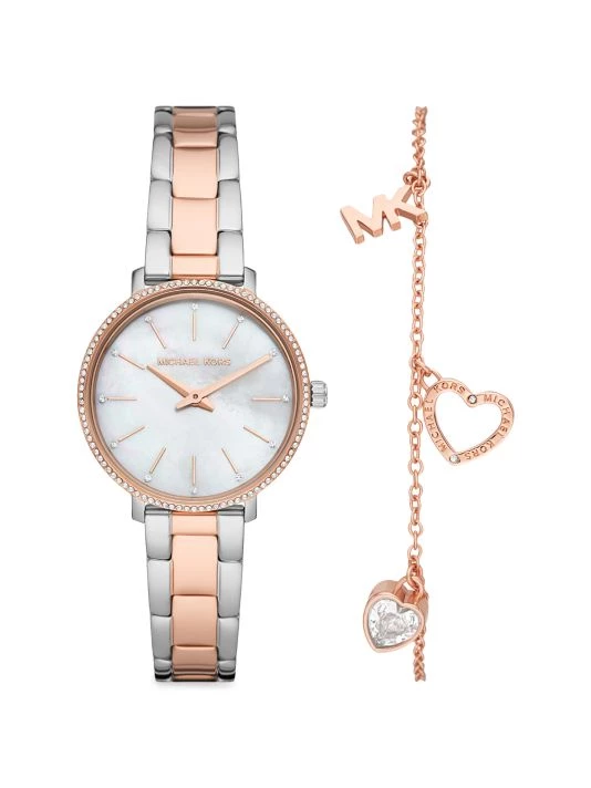 Michael Kors Pyper Two-Tone Stainless Steel & Crystal Watch & Bracelet Set 1 Michael Kors Pyper Two-Tone Stainless Steel & Crystal Watch & Bracelet Set