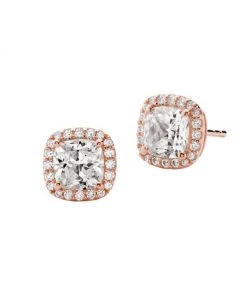 Michael Kors Premium 14K Rose Goldplated Cushion-Cut Cubic Zirconia Stud Earrings